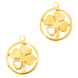 Stainless Steel Charms Clover Gold Gold Approx 12X10Mm 12Mm