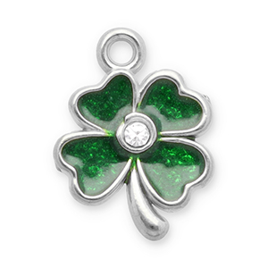 Stainless Steel Charms Clover Silver Dark Green Silver Dark Green Approx 185X14Mm 19Mm