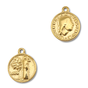 Stainless Steel Charms Coin Gold Gold Approx 12X10Mm 13Mm