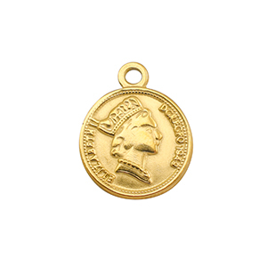 Stainless Steel Charms Coin Gold Gold Approx 19X155Mm 2Mm