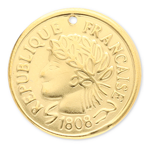 Stainless Steel Charms Coin Gold Gold Approx 20Mm 11Mm