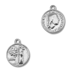 Stainless Steel Charms Coin Silver Silver Approx 12X10Mm 13Mm