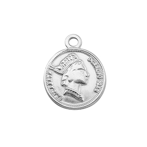 Stainless Steel Charms Coin Silver Silver Approx 19X155Mm 2Mm