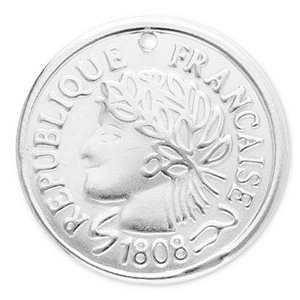 Stainless Steel Charms Coin Silver Silver Approx 20Mm 11Mm