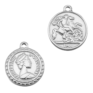 Stainless Steel Charms Coin Silver Silver Approx 21X18Mm 22Mm