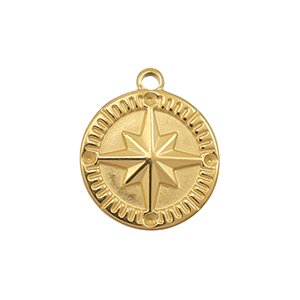 Stainless Steel Charms Compass Gold Gold Approx 18X155Mm 19Mm