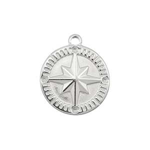 Stainless Steel Charms Compass Silver Silver Approx 18X155Mm 19Mm