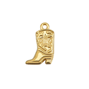 Stainless Steel Charms Cowboy Boot Gold Gold Approx 205X13Mm 17Mm