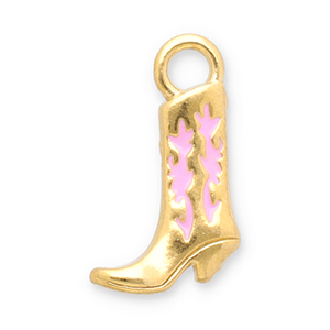 Stainless Steel Charms Cowboy Boot Gold Pink Gold Pink Approx 215X125Mm 3Mm
