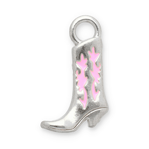 Stainless Steel Charms Cowboy Boot Silver Pink Silver Pink Approx 215X125Mm 3Mm
