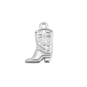 Stainless Steel Charms Cowboy Boot Silver Silver Approx 205X13Mm 17Mm