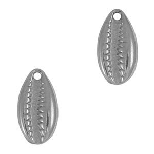 Stainless Steel Charms Cowrie Silver Silver Approx 14X8Mm 12Mm