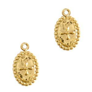 Stainless Steel Charms Cross Gold Gold Approx 15X9Mm 16Mm