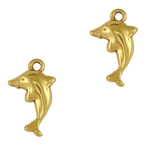 Stainless Steel Charms Dolphin Gold Gold Approx 16X8Mm 18Mm