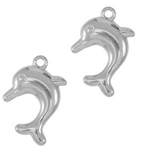Stainless Steel Charms Dolphin Silver Silver Approx 24X18Mm 2Mm