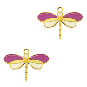 Stainless Steel Charms Dragonfly Gold Purple Gold Purple Approx 11X16Mm 13Mm