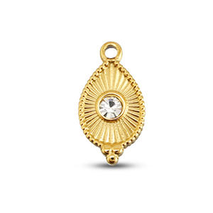 Stainless Steel Charms Drop Gold Crystal Gold Crystal Approx 18X95Mm 17Mm