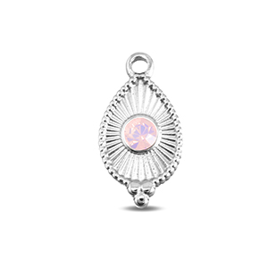 Stainless Steel Charms Drop Silver Soft Pink Opal Silver Soft Pink Opal Approx 18X95Mm 17Mm