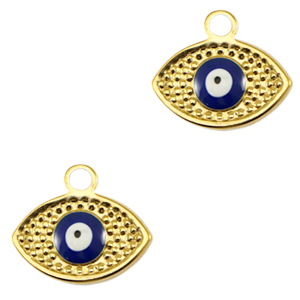Stainless Steel Charms Eye Of Providence Enamel Gold Blue Gold Blue Approx 17X20Mm 26Mm