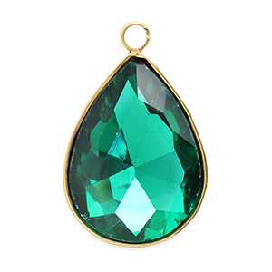 Stainless Steel Charms Facet Drop Gold Dark Green Gold Dark Green Approx 17X11Mm 15Mm