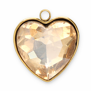 Stainless Steel Charms Facet Heart Gold Champagne Gold Champagne Approx 15X13Mm 14Mm