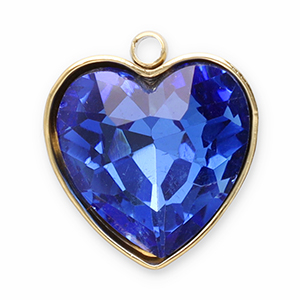 Stainless Steel Charms Facet Heart Gold Dark Blue Gold Dark Blue Approx 15X13Mm 14Mm