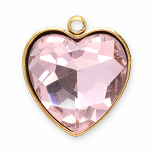 Stainless Steel Charms Facet Heart Gold Pink Gold Pink Approx 15X13Mm 14Mm