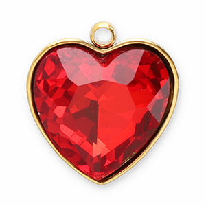 Stainless Steel Charms Facet Heart Gold Red Gold Red Approx 15X13Mm 14Mm