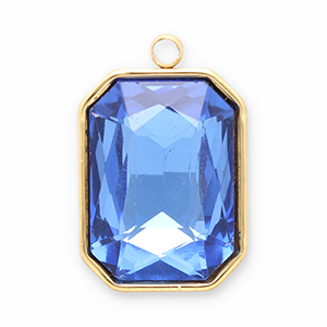 Stainless Steel Charms Facet Rectangle Gold Dark Blue Gold Dark Blue Approx 18X12Mm 15Mm