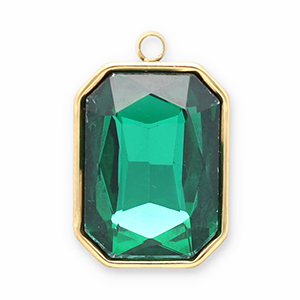Stainless Steel Charms Facet Rectangle Gold Dark Green Gold Dark Green Approx 18X12Mm 15Mm