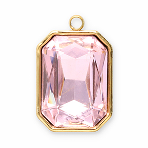 Stainless Steel Charms Facet Rectangle Gold Pink Gold Pink Approx 18X12Mm 15Mm