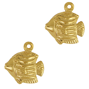 Stainless Steel Charms Fish Gold Gold Approx 13X12Mm 1Mm
