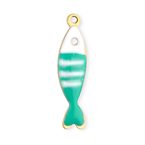 Stainless Steel Charms Fish Gold Mint Turquoise White Gold Mint Turquoise White Approx 185X45Mm 08Mm