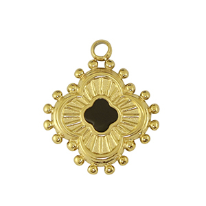 Stainless Steel Charms Flower Gold Black Gold Black Approx 15X13Mm 16Mm