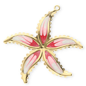 Stainless Steel Charms Flower Gold Pearl White Pink Cherry Pink Gold Pearl White Pink Cherry Pink Approx 445X40Mm 17Mm