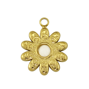 Stainless Steel Charms Flower Gold White Gold White Approx 14X12Mm 16Mm