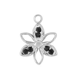 Stainless Steel Charms Flower Silver Black Silver Black Approx 14X10Mm 16Mm