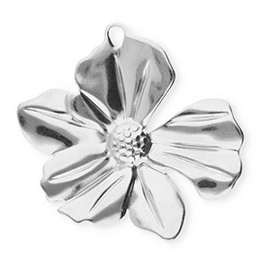 Stainless Steel Charms Flower Silver Silver Approx 395X395Mm 29X32Mm