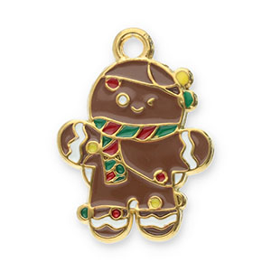 Stainless Steel Charms Gingerbread Man Gold Brown Multicolour Gold Brown Multicolour Approx 225X165Mm 2Mm