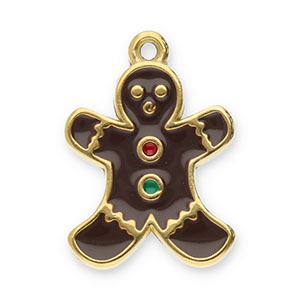 Stainless Steel Charms Gingerbread Man Gold Brown Red Green Gold Brown Red Green Approx 195X14Mm 13Mm