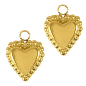 Stainless Steel Charms Heart Gold Gold Approx 10X14Mm 2Mm