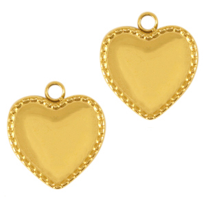 Stainless Steel Charms Heart Gold Gold Approx 14X15Mm 2Mm