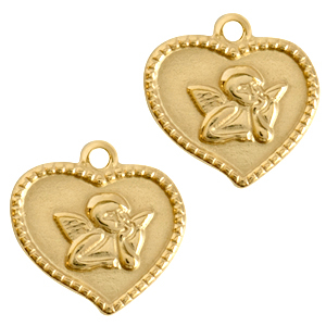 Stainless Steel Charms Heart Gold Gold Approx 15X15Mm 17Mm