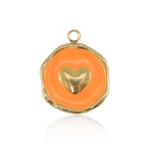 Stainless Steel Charms Heart Gold Neon Orange Gold Neon Orange Approx 15X12Mm 15Mm