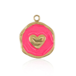 Stainless Steel Charms Heart Gold Neon Pink Gold Neon Pink Approx 15X12Mm 15Mm