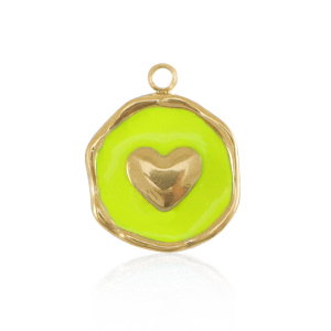 Stainless Steel Charms Heart Gold Neon Yellow Gold Neon Yellow Approx 15X12Mm 15Mm