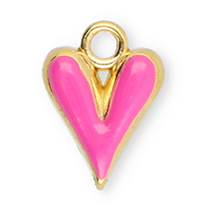 Stainless Steel Charms Heart Gold Pink Gold Pink Approx 155X115Mm 24Mm