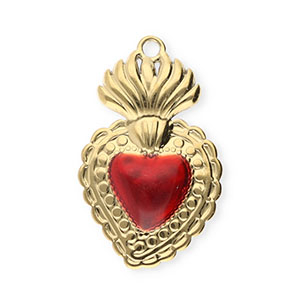 Stainless Steel Charms Heart Gold Red Gold Red Approx 27X165Mm 18Mm