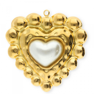 Stainless Steel Charms Heart Gold White Gold White Approx 355X355Mm 18Mm
