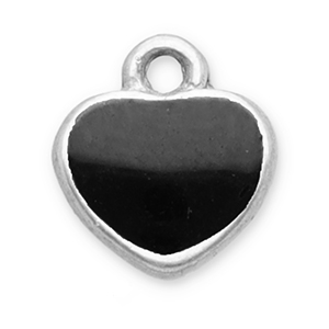 Stainless Steel Charms Heart Silver Black Silver Black Approx 6X55Mm 07Mm